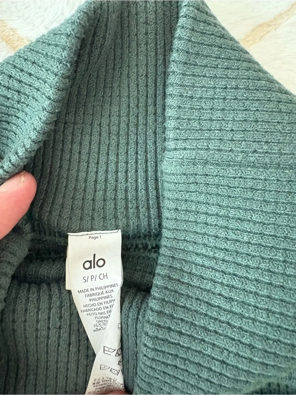 ALO Yoga Ribbed Cowl Neck Sweater — Sage Green